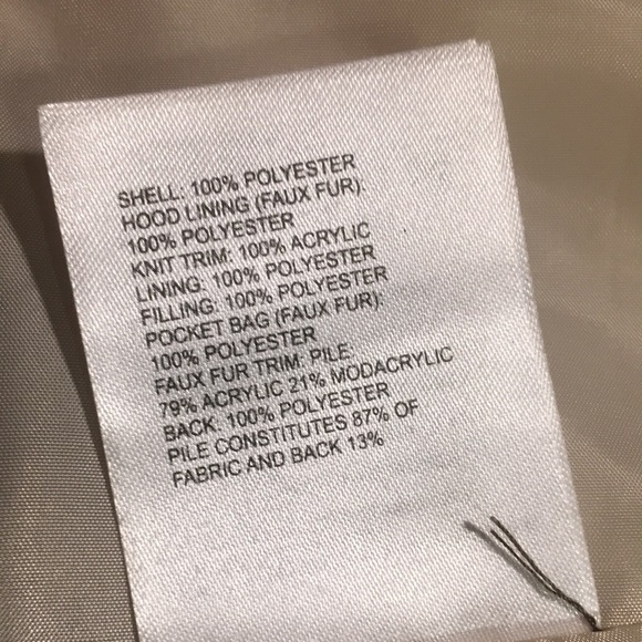 New! Laundry By Design Cream/Gold Quilted Puffer Coat Fur Trim Hood Large - Picture 13 of 13